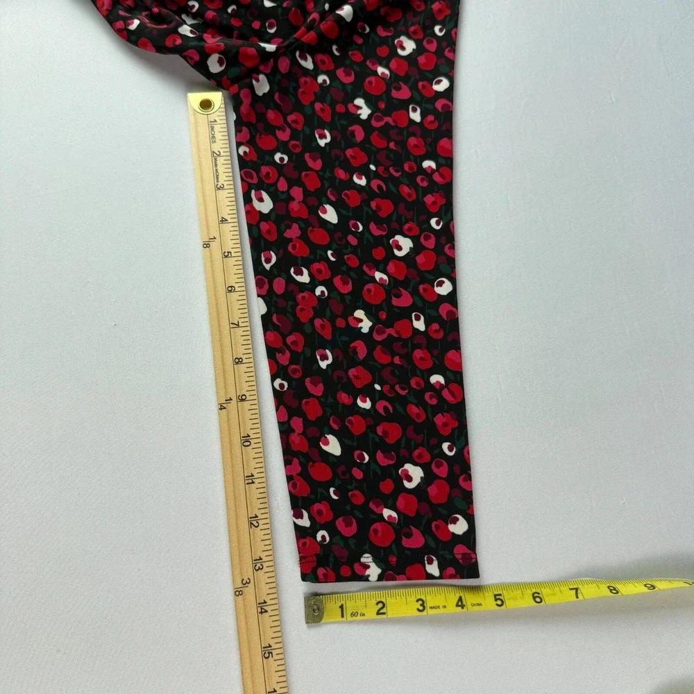 Lauren Ralph Lauren Midi Dress Sz L Red Pink Floral Jersey Knit‎